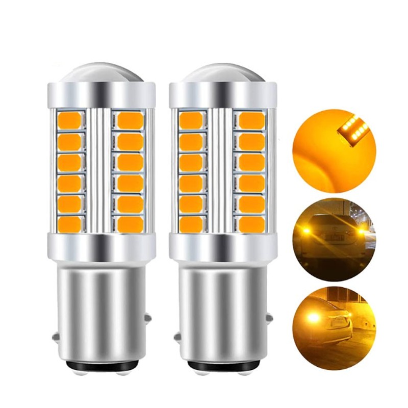 2 Lampadine 1156 CANBUS LED Fari Auto Moto camion furgoni GIALLA 1600K 12-24V