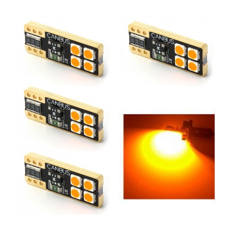 4 LED T10 24SMD 4014 12-24V Lampade Lampadine Luci gialla auto moto camion 1600k