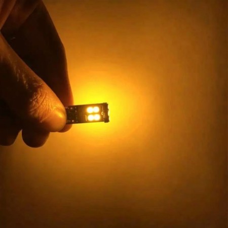 4 LED T10 24SMD 4014 12-24V Lampade Lampadine Luci gialla auto moto camion 1600k