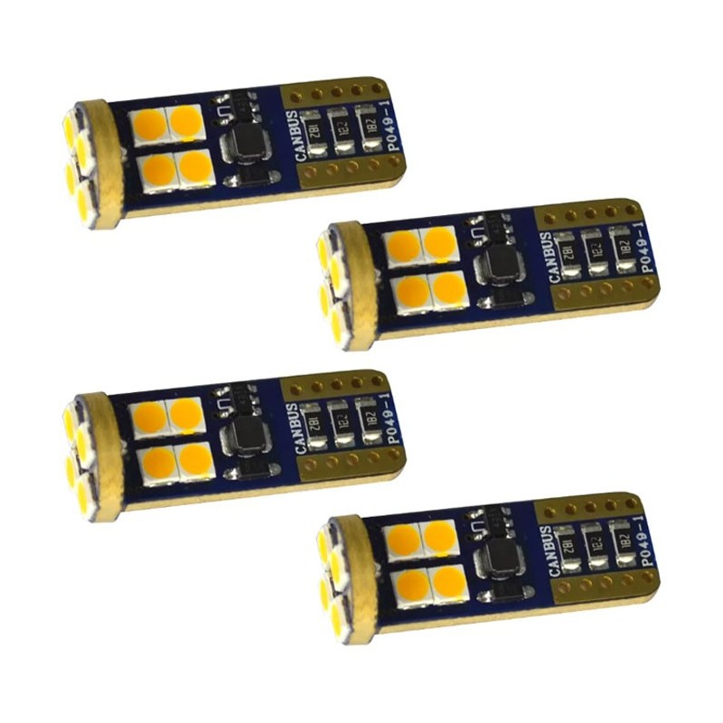 4 LED T10 12SMD 12-24V Lampade Lampadine Luci gialla auto moto camion 1600k