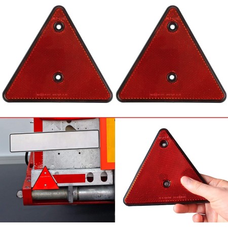 Riflettore Catarifrangente Triangolo Triangolare Rosso Per Rimorchi Roulotte 2pz