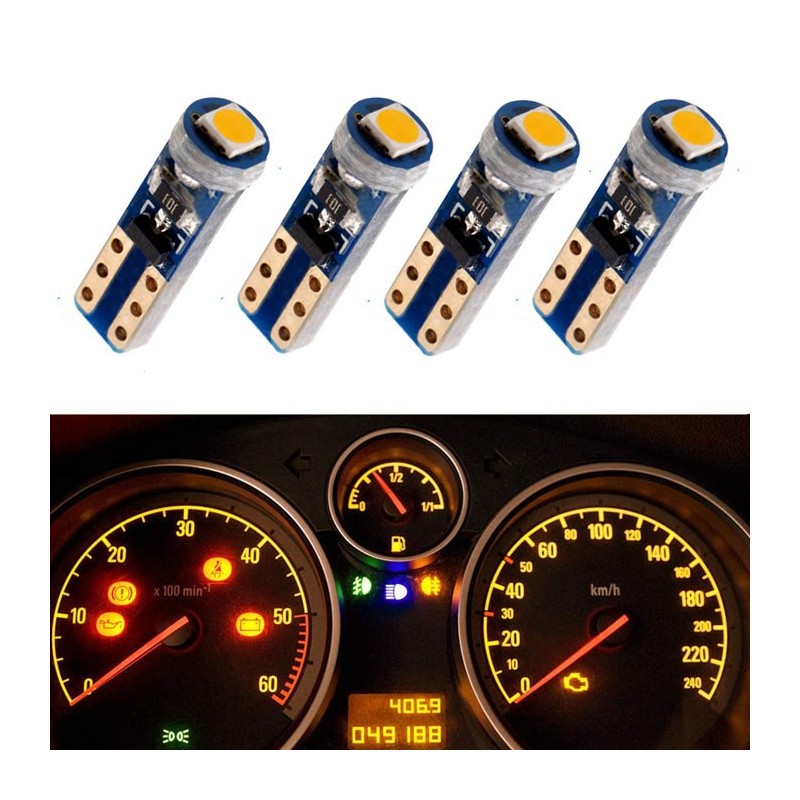 4 LED T5 1SMD 12-16,5V Lampade Lampadine Luci rossa auto moto camion 675k
