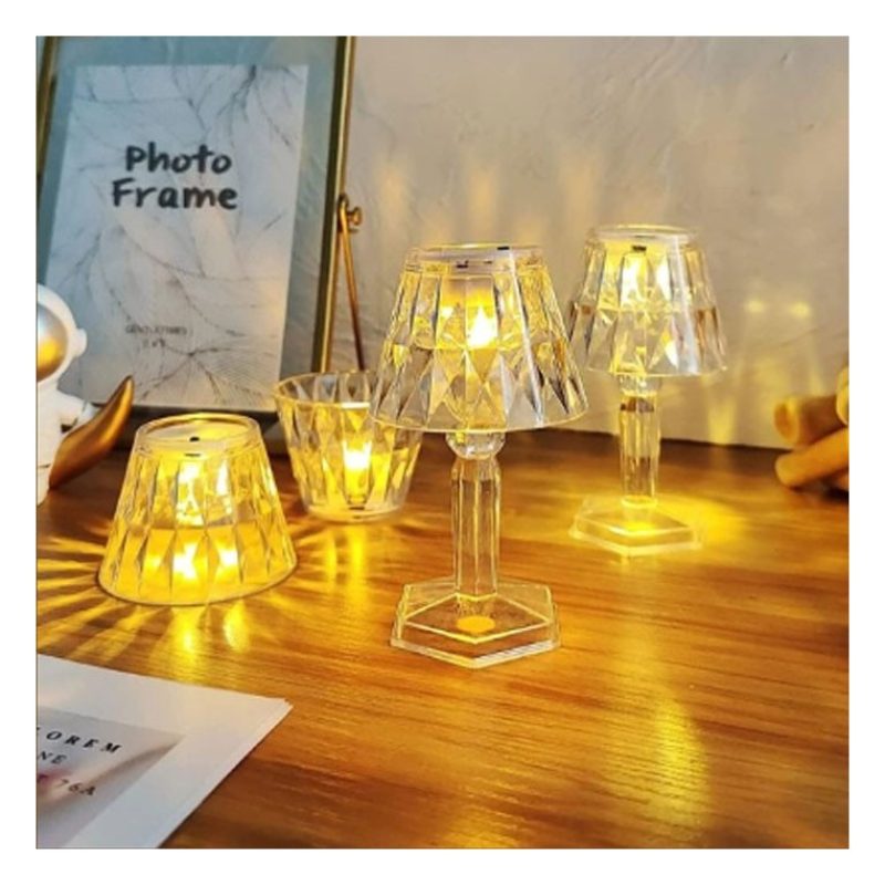Hongu 12 MINI LAMPADA TAVOLO COMODINO DIAMANTE EFFETTO CRISTALLO LU...
