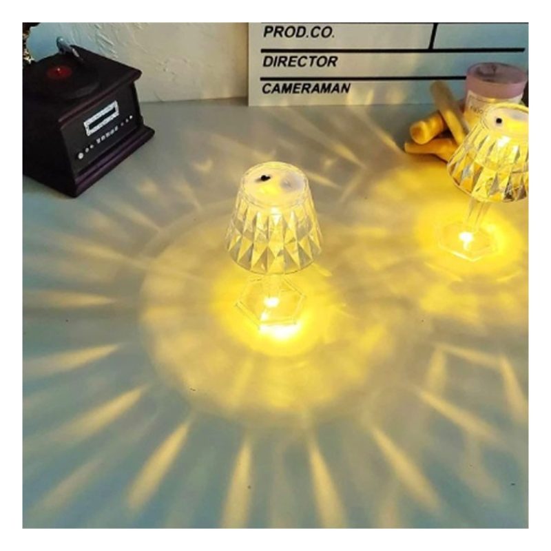 Hongu 12 MINI LAMPADA TAVOLO COMODINO DIAMANTE EFFETTO CRISTALLO LU...