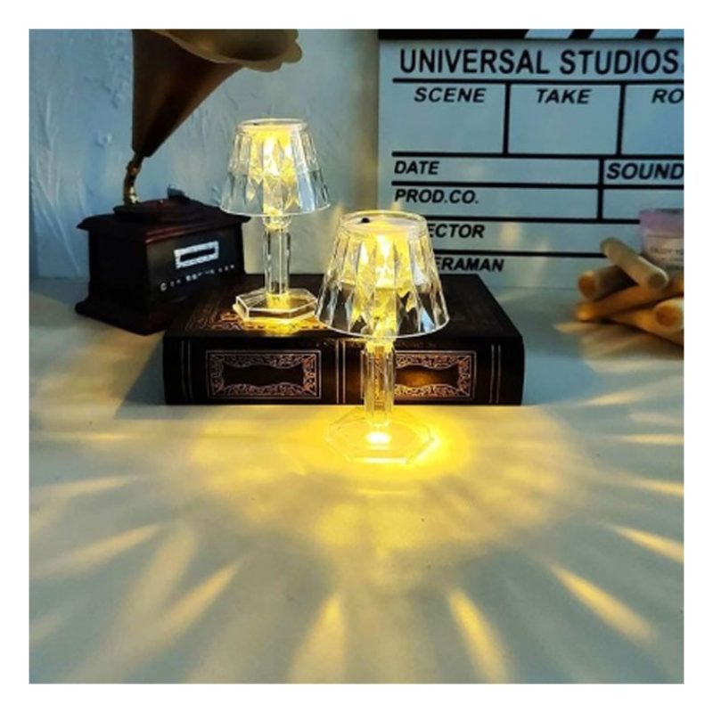 Hongu 12 MINI LAMPADA TAVOLO COMODINO DIAMANTE EFFETTO CRISTALLO LU...