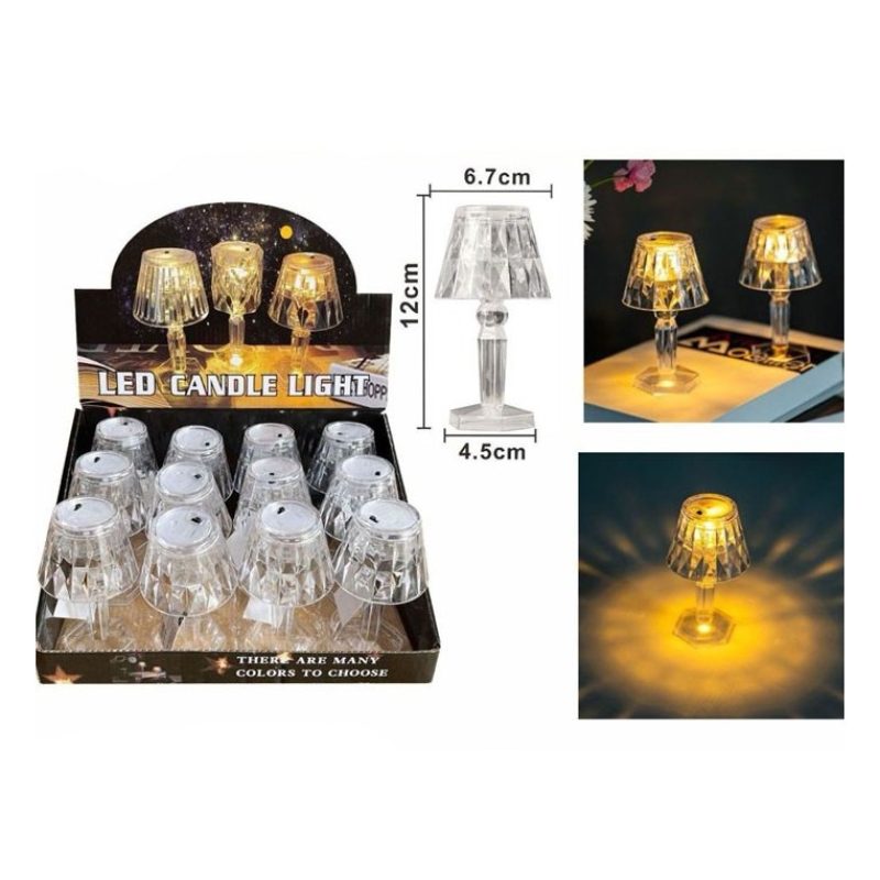 Hongu 12 MINI LAMPADA TAVOLO COMODINO DIAMANTE EFFETTO CRISTALLO LU...