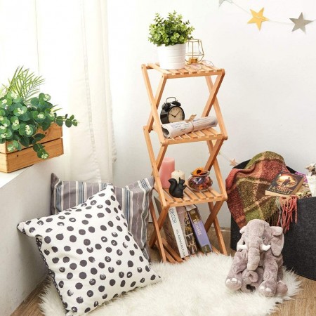 Scaffale in legno di bamboo 4 ripiani dispensa mensole bagno espositore libreria