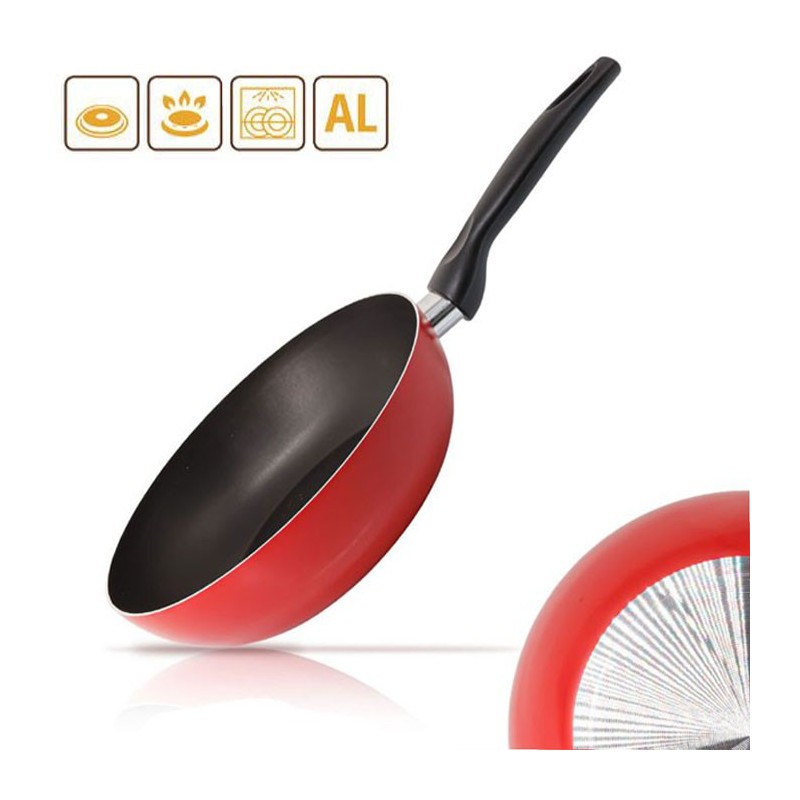 Padella alta antiaderente 18 20 22 24 26 30 cm Made in italy manico plastica