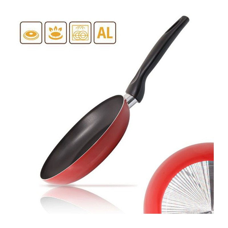 Padella bassa antiaderente 18 20 22 24 26 cm Made in italy manico plastica