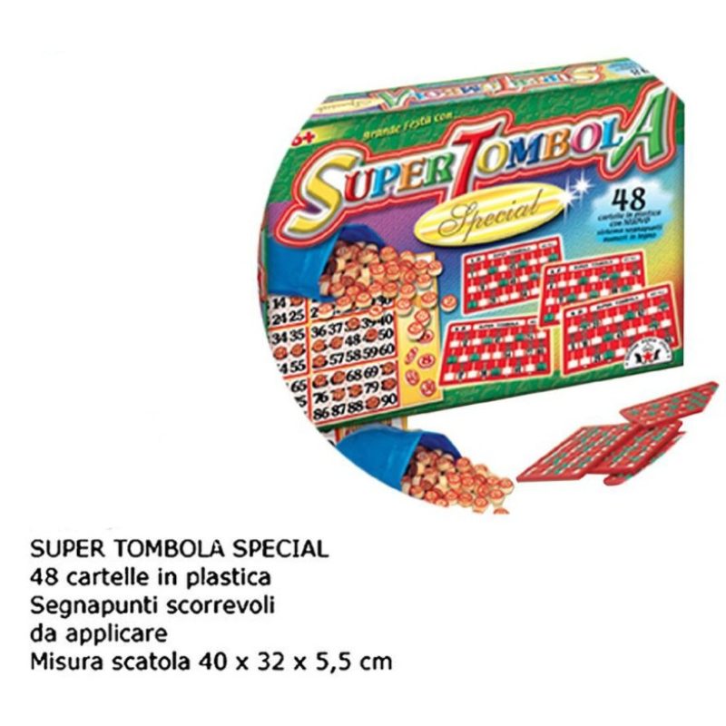 TOMBOLA NATALIZIA SUPER SPECIAL 48 CARTELLE IN PLASTICA GIOCO DI SO...