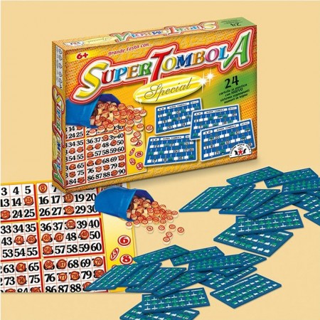 TOMBOLA NATALIZIA SUPER SPECIAL 24 CARTELLE IN PLASTICA GIOCO DI SOCIETA'