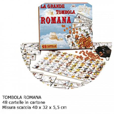 TOMBOLA ROMANA CON 48 CARTELLE CARTONE GIOCO DI SOCIETA' DA TAVOLO NATALIZIA