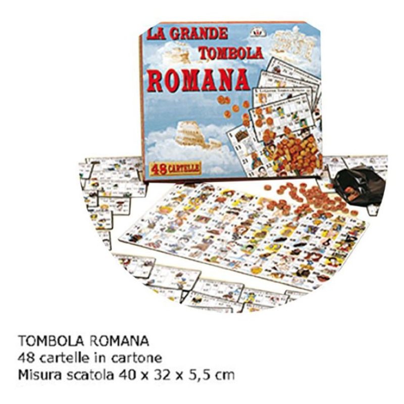 TOMBOLA ROMANA CON 48 CARTELLE CARTONE GIOCO DI SOCIETA' DA TAVOLO ...