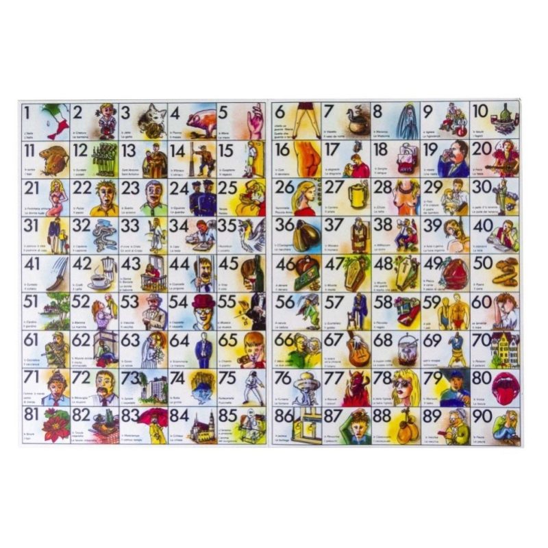TOMBOLA SMORFIA CON 96 CARTELLE CARTONE GIOCO DI SOCIETA' DA TAVOLO...