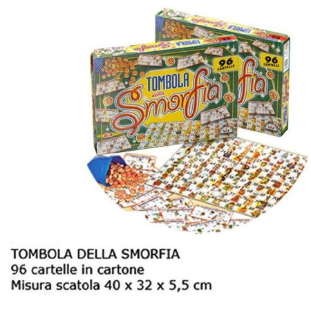 TOMBOLA SMORFIA CON 96 CARTELLE CARTONE GIOCO DI SOCIETA' DA TAVOLO NATALIZIA