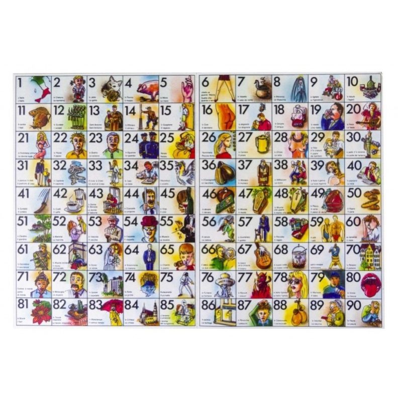 TOMBOLA SMORFIA CON 48 CARTELLE CARTONE GIOCO DI SOCIETA' DA TAVOLO...