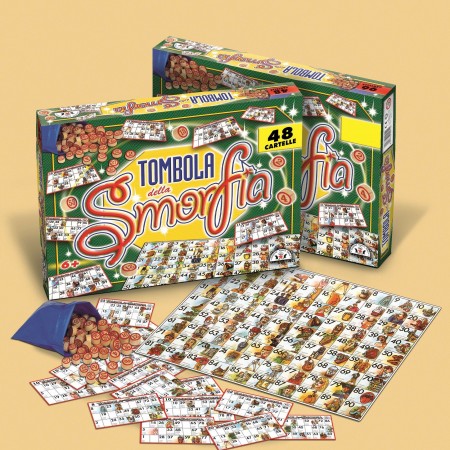 TOMBOLA SMORFIA CON 48 CARTELLE CARTONE GIOCO DI SOCIETA' DA TAVOLO NATALIZIA