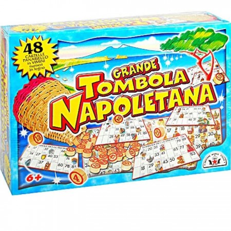 TOMBOLA NAPOLETANA LA SMORFIA 48 CARTELLE NUMERI PANARO GRANDE NATALE TABELLONE