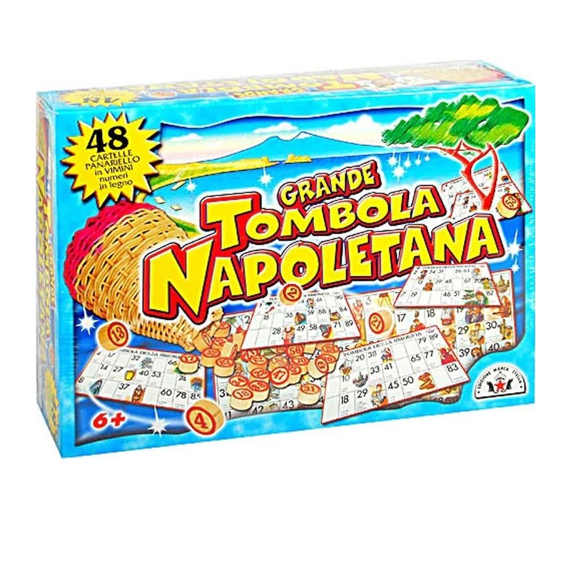 TOMBOLA NAPOLETANA LA SMORFIA 48 CARTELLE NUMERI PANARO GRANDE NATA...