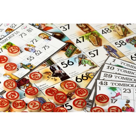 TOMBOLA NAPOLETANA LA SMORFIA 48 CARTELLE NUMERI PANARO GRANDE NATALE TABELLONE