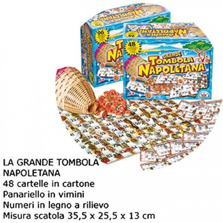 TOMBOLA NAPOLETANA LA SMORFIA 48 CARTELLE NUMERI PANARO GRANDE NATALE TABELLONE