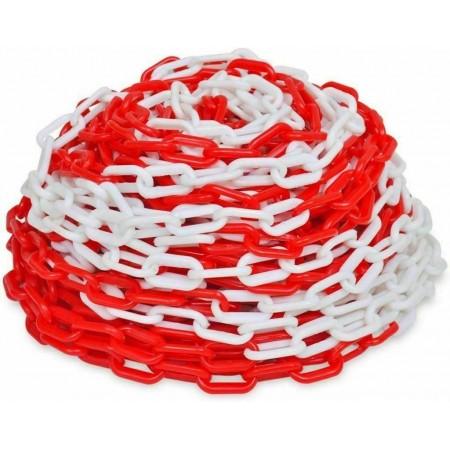 CATENA SEGNALETICA AREE RISERVATE IN PLASTICA COLORE BIANCO E ROSSO 25 METRI