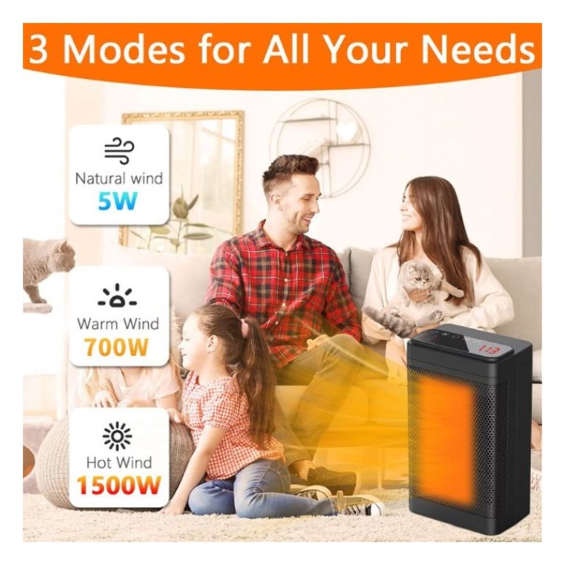Hongu STUFA ELETTRICA RISCALDAMENTO STUFETTA 1500W PORTATILE REGOLA...