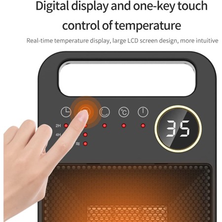 Stufa elettrica riscaldamento da 2000W portatile regolabile 41x18x12cm ceramica