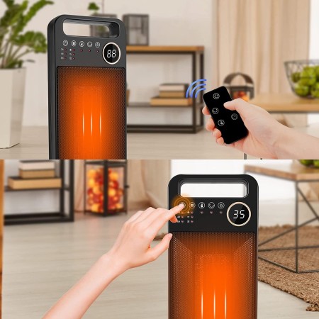 Stufa elettrica riscaldamento da 2000W portatile regolabile 41x18x12cm ceramica