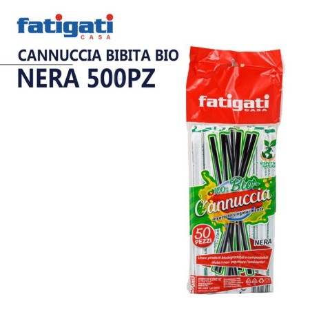 Cannucce Nere 500pz. biodegradabili e compostabili 5x200mm cocktail rigide party