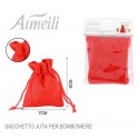 48 SACCHETTI JUTA ROSSI BOMBONIERE CONFETTI COMPLEANNI MATRIMONIO REGALI 7x9 cm