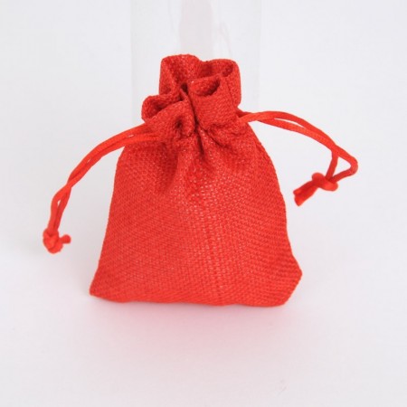 48 SACCHETTI JUTA ROSSI BOMBONIERE CONFETTI COMPLEANNI MATRIMONIO REGALI 9x12 cm