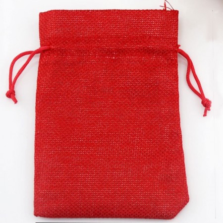 48 SACCHETTI JUTA ROSSI BOMBONIERE CONFETTI COMPLEANNI MATRIMONIO REGALI 9x12 cm