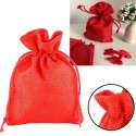 36 SACCHETTI JUTA ROSSI BOMBONIERE CONFETTI COMPLEANNI MATRIMONIO REGALI 13x18cm