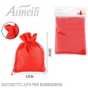 36 SACCHETTI JUTA ROSSI BOMBONIERE CONFETTI COMPLEANNI MATRIMONIO REGALI 13x18cm