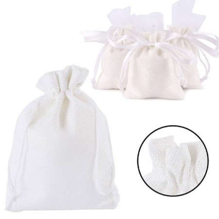 36 SACCHETTI JUTA BIANCHI BOMBONIERE CONFETTI COMPLEANNI MATRIMONIO Iuta 10x15cm