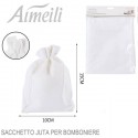 36 SACCHETTI JUTA BIANCHI BOMBONIERE CONFETTI COMPLEANNI MATRIMONIO Iuta 10x15cm