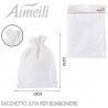 36 SACCHETTI JUTA BIANCHI BOMBONIERE CONFETTI COMPLEANNI MATRIMONIO...
