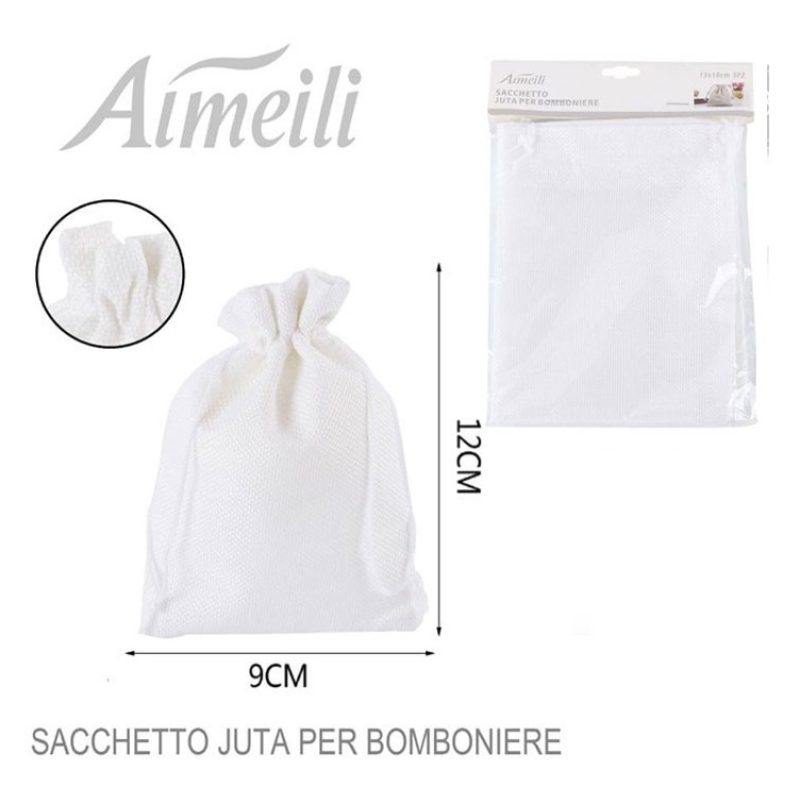 Aimeili 48 SACCHETTI JUTA BIANCHI BOMBONIERE CONFETTI COMPLEANNI MA...