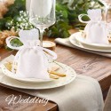 48 SACCHETTI JUTA BIANCHI BOMBONIERE CONFETTI COMPLEANNI MATRIMONIO Iuta 7x9 cm