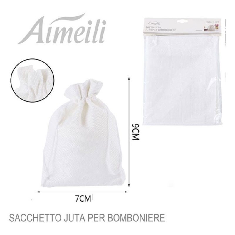 Aimeili 48 SACCHETTI JUTA BIANCHI BOMBONIERE CONFETTI COMPLEANNI MA...