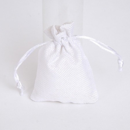 48 SACCHETTI JUTA BIANCHI BOMBONIERE CONFETTI COMPLEANNI MATRIMONIO Iuta 7x9 cm