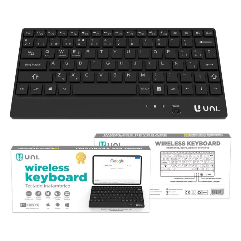 Hongu Tastiera bluetooth wireless ricarica USB portatile compatibil...