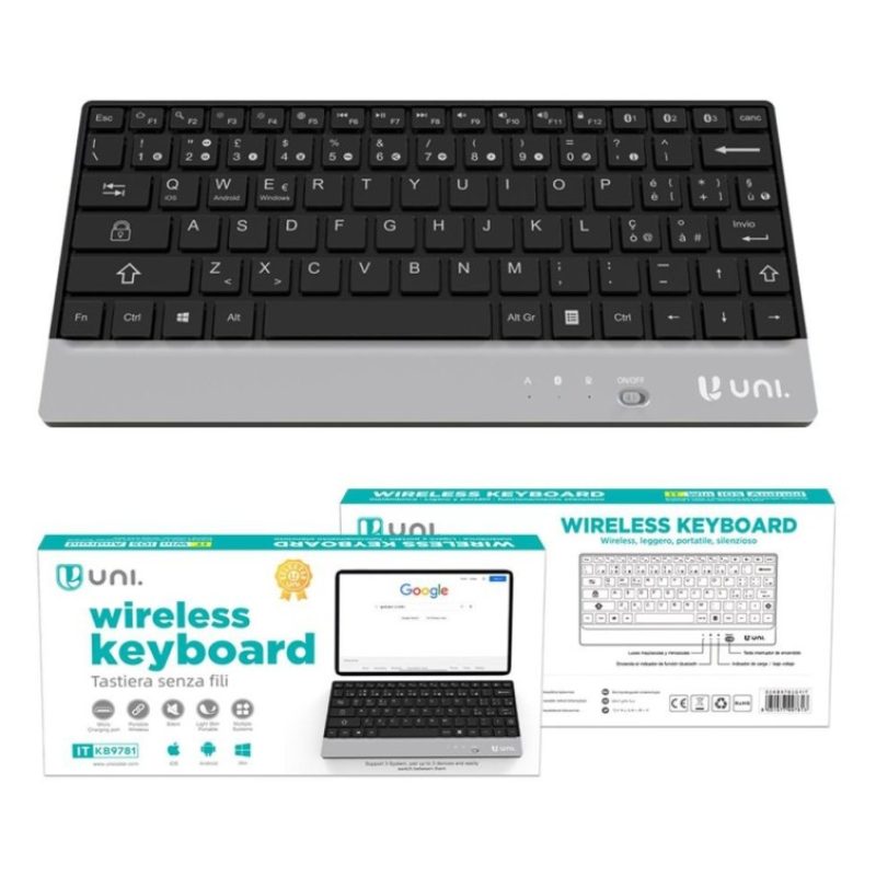 Hongu Tastiera bluetooth wireless ricarica USB portatile compatibil...