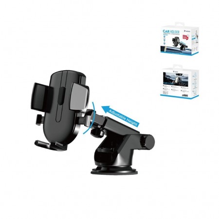 Supporto auto universale ventosa per smartphone 360° regolabile cruscotto nero