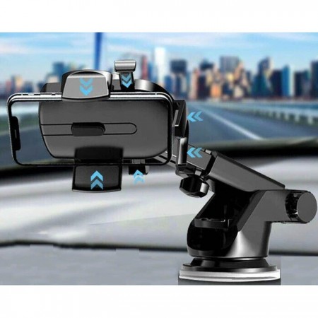 Supporto auto universale ventosa per smartphone 360° regolabile cruscotto nero