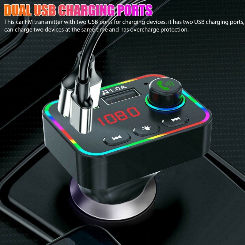 Adattatore Bluetooth Per Auto Con FM Transmitter E Doppia USB - Vivavoce CVC, Ricarica Rapida 3.1A, Lettore MP3 - 3