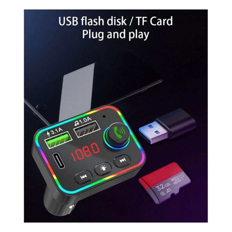 Unico Bluetooth Wireless 5.0 Trasmettitore FM Adattatore USB auto r...