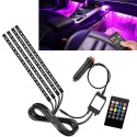 Striscia LED interni auto rgb 4 strip luminose adesive 72 led impermeabile tuning