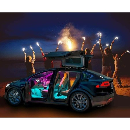 Striscia LED interni auto rgb 4 strip luminose adesive 72 led impermeabile tuning